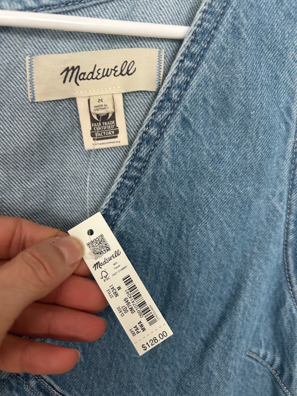 Madewell Denim V-Neck Sleeveless Dress - Light Blue - Picture 4 of 4